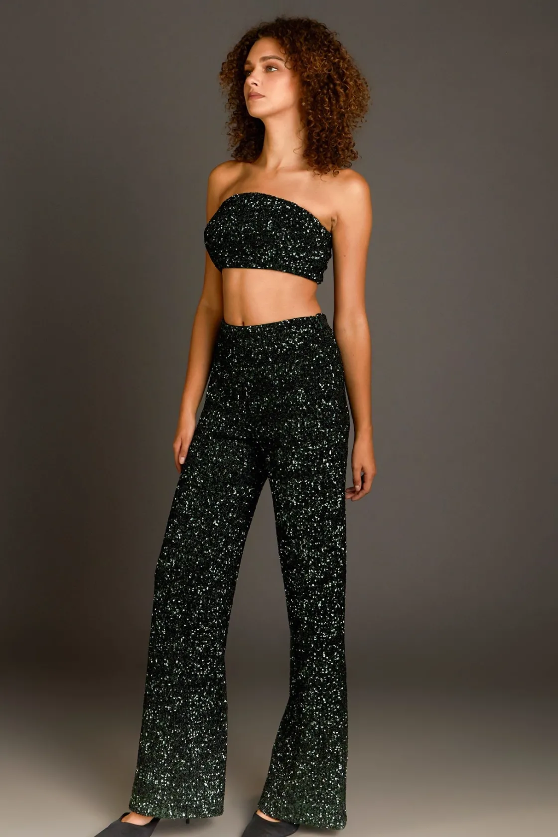 endless_rose__sequins_wid_1.webp ENDLESS ROSE Matching Sets | Pants*- Sequins Wide Leg Pants EMERALD