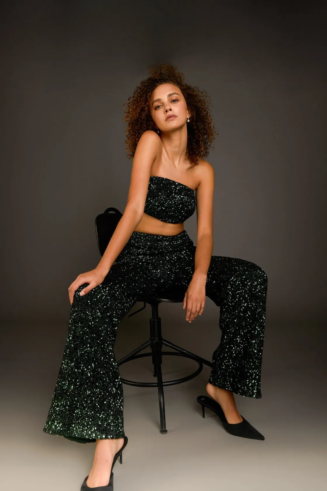 endless_rose__sequins_wid_3.webp ENDLESS ROSE Matching Sets | Pants*- Sequins Wide Leg Pants EMERALD