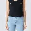 ENDLESS ROSE Sweaters & Knits | Matching Sets*- Shank Button Knit Top BLACK