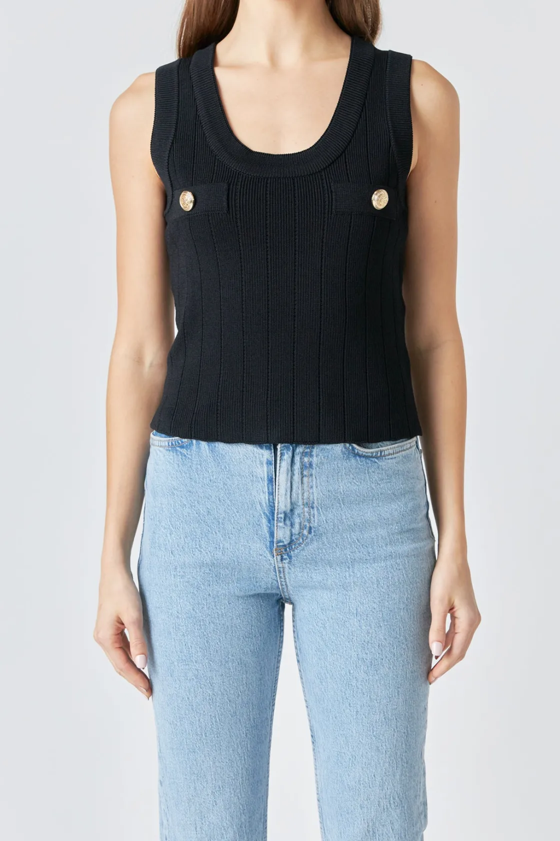 endless_rose__shank_butto_0-3.webp ENDLESS ROSE Sweaters & Knits | Matching Sets*- Shank Button Knit Top BLACK
