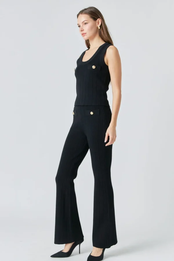 ENDLESS ROSE Pants | Tops*- Shank Button Knit Pants BLACK
