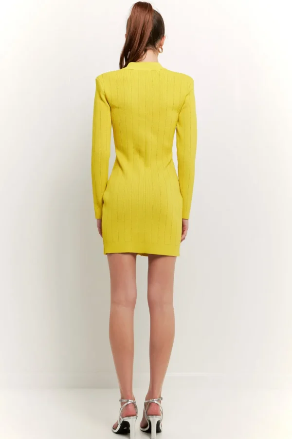 ENDLESS ROSE Knit Dresses | Little Black Dress*- Shank Button V-Neckline Knit Mini Dress