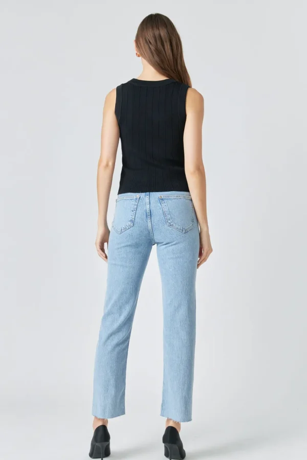 ENDLESS ROSE Sweaters & Knits | Matching Sets*- Shank Button Knit Top BLACK