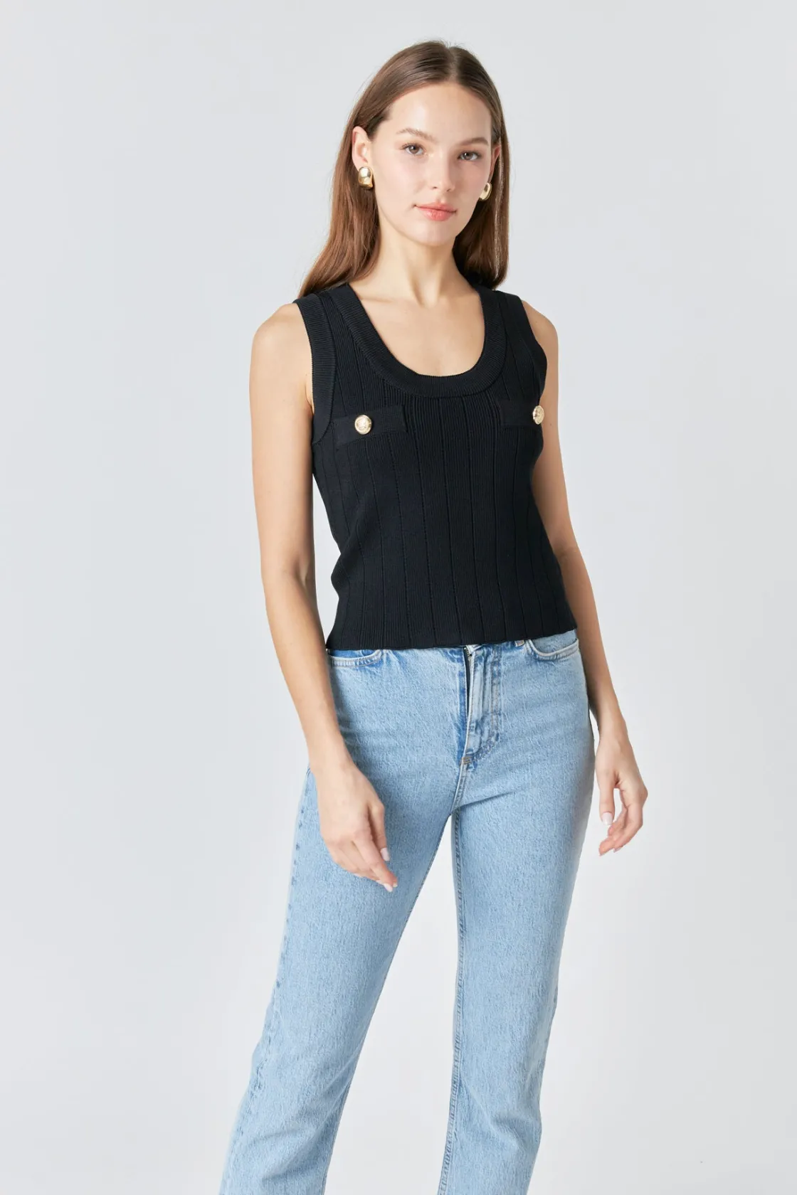 endless_rose__shank_butto_3-3.webp ENDLESS ROSE Sweaters & Knits | Matching Sets*- Shank Button Knit Top BLACK