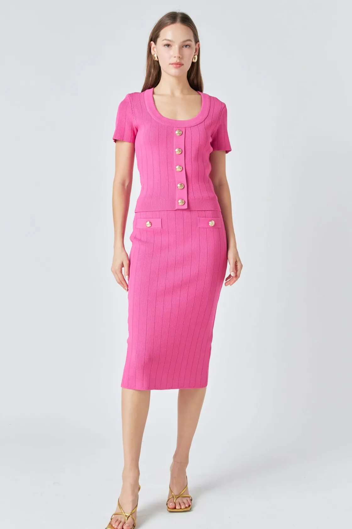 endless_rose__shank_butto_4-1.webp ENDLESS ROSE Sweaters & Knits | Matching Sets*- Shank Button Knit Top