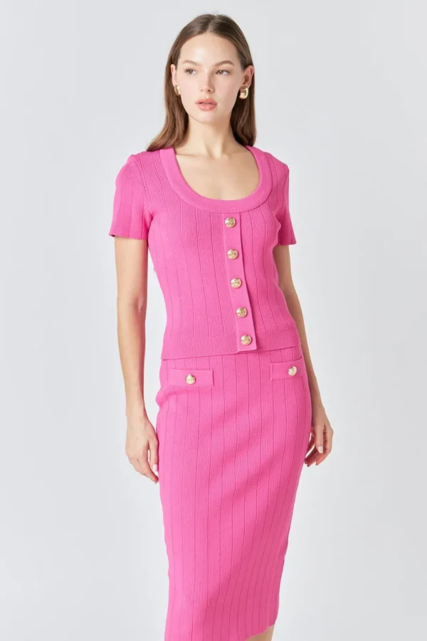 ENDLESS ROSE Sweaters & Knits | Matching Sets*- Shank Button Midi Skirt
