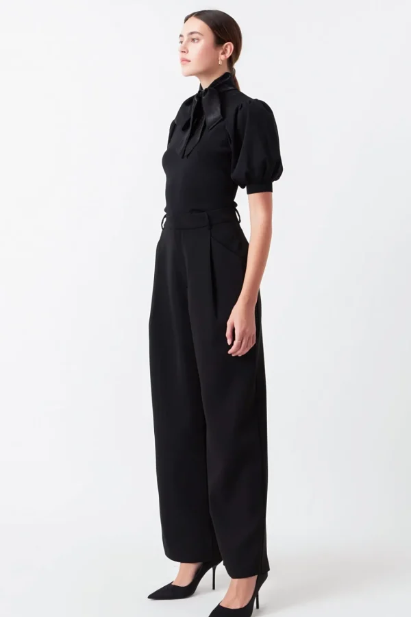 ENDLESS ROSE Sweaters & Knits | Tops*- Sheen Bow Tie Sweater JETBLACK