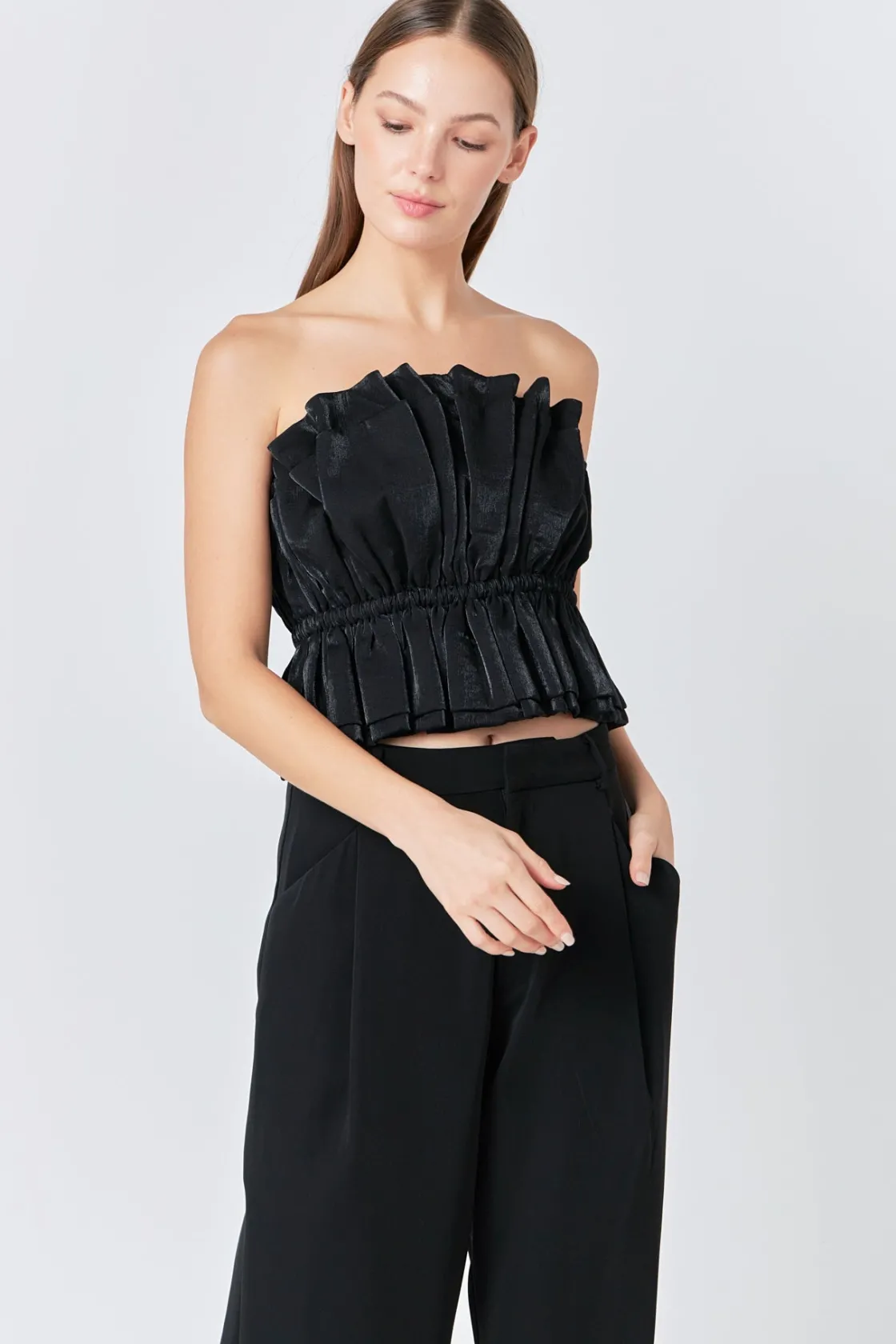 endless_rose__sheen_ruffl_3.webp ENDLESS ROSE Tops*- Sheen Ruffled Strapless Top