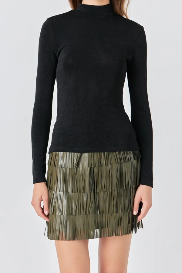 ENDLESS ROSE Tops*- Sheen Stretch Long Sleeve Top
