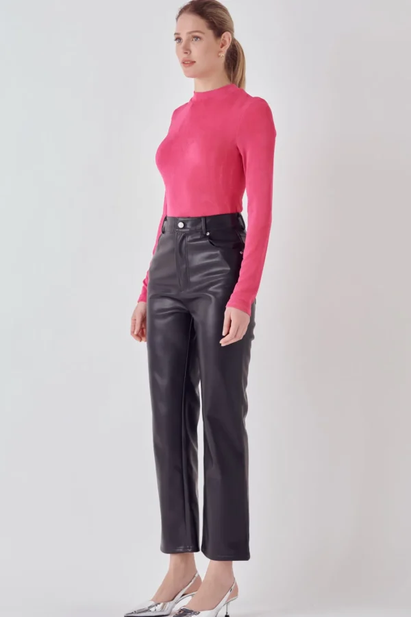 ENDLESS ROSE Tops*- Sheen Stretch Long Sleeve Top
