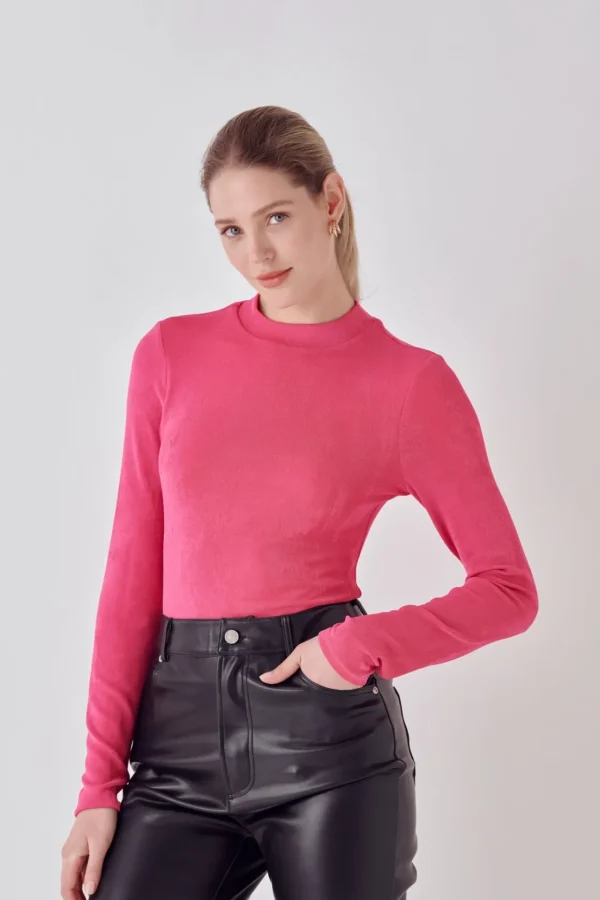 ENDLESS ROSE Tops*- Sheen Stretch Long Sleeve Top
