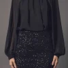 ENDLESS ROSE Tops*- Sheer Balloon Bodysuit BLACK