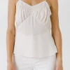 ENDLESS ROSE Tops*- Sheer Insertion Cami Top CREAM