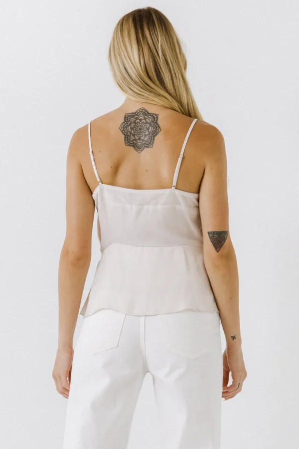 ENDLESS ROSE Tops*- Sheer Insertion Cami Top CREAM