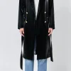 ENDLESS ROSE Jackets & Coats | Tops*- Shiny Faux Leather Trench Coat BLACK