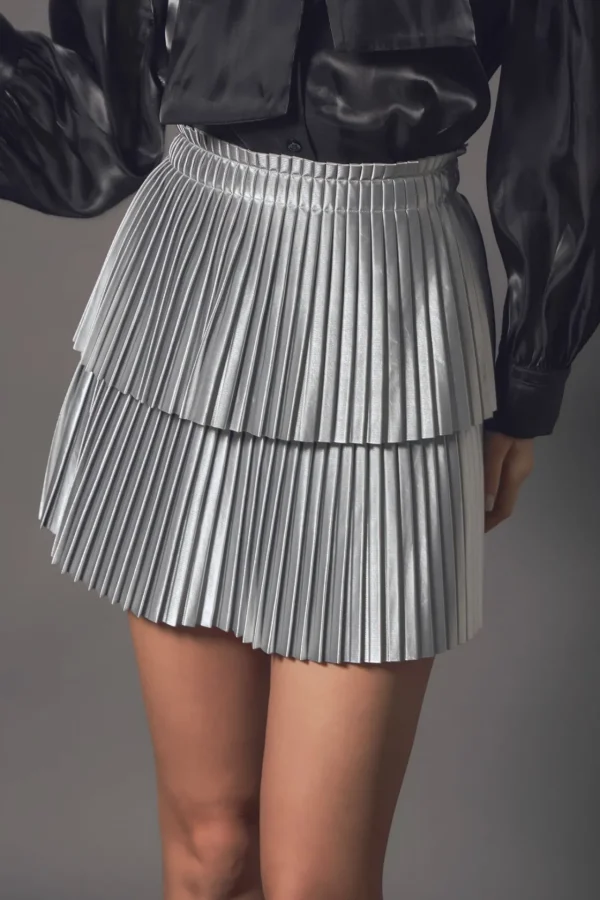 ENDLESS ROSE Skirts | Tops*- Shiny Pu Pleated Mini Skirt