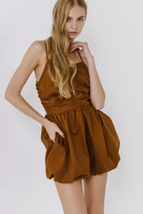ENDLESS ROSE Tops*- Shirred Blouson Romper