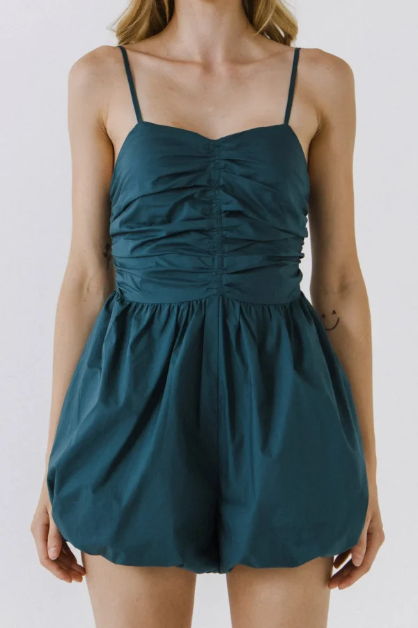 ENDLESS ROSE Tops*- Shirred Blouson Romper