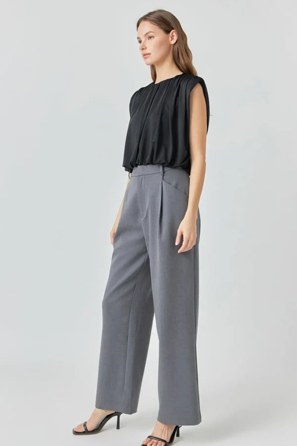 ENDLESS ROSE Tops*- Shirred Shoulder Cropped Top