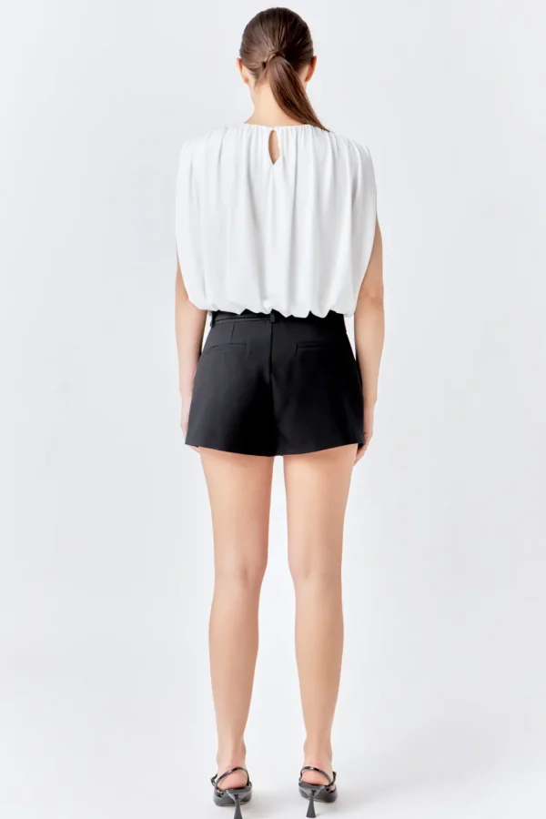 ENDLESS ROSE Tops*- Shirred Shoulder Cropped Top