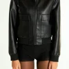 ENDLESS ROSE Jackets & Coats | Tops*- Short Pu Bomber Jacket BLACK