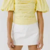 ENDLESS ROSE Tops*- Short Puff Sleeves Woven Blouse CITRON