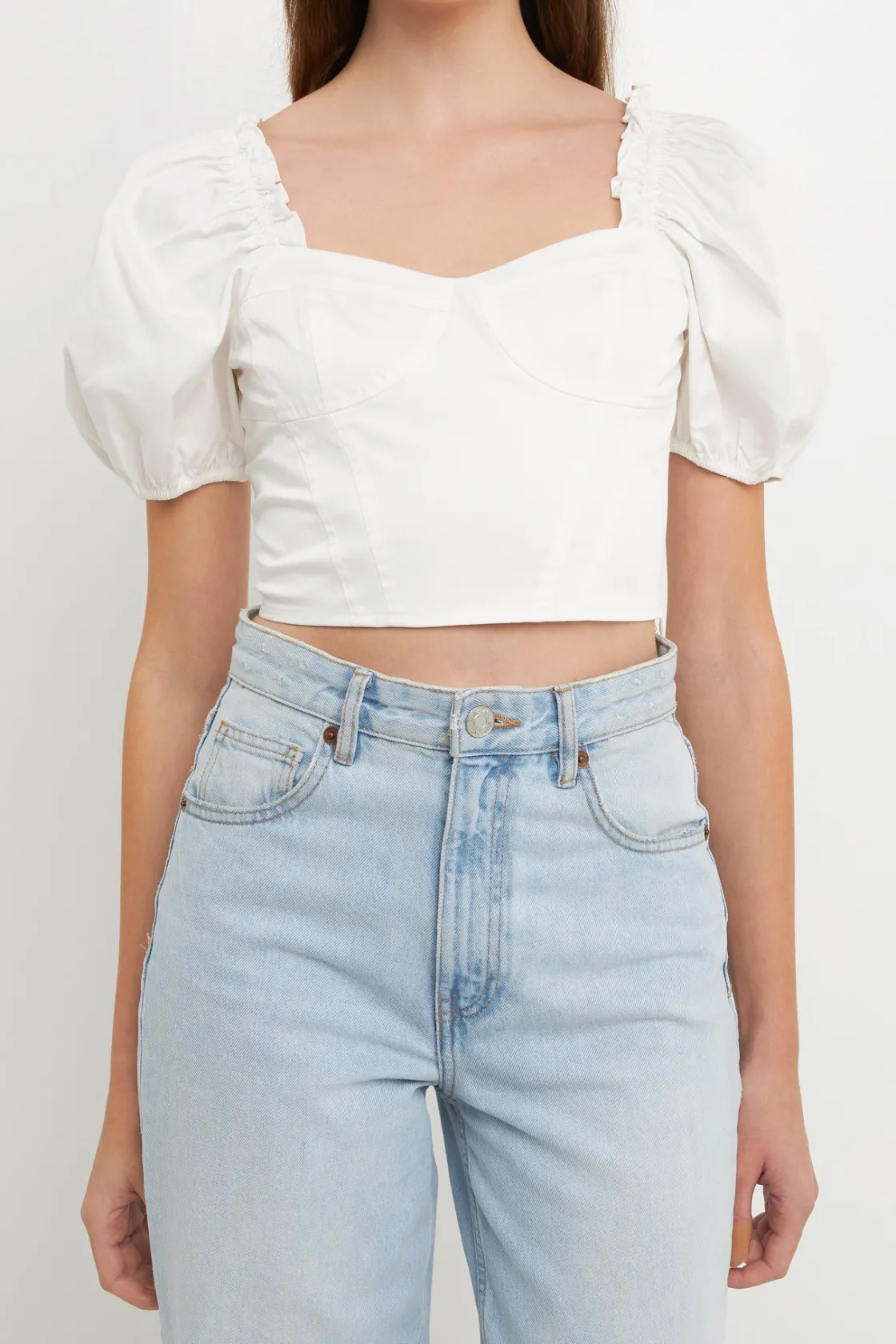endless_rose__short_puff__0.webp ENDLESS ROSE Tops*- Short Puff Sleeve Cropped Top WHITE