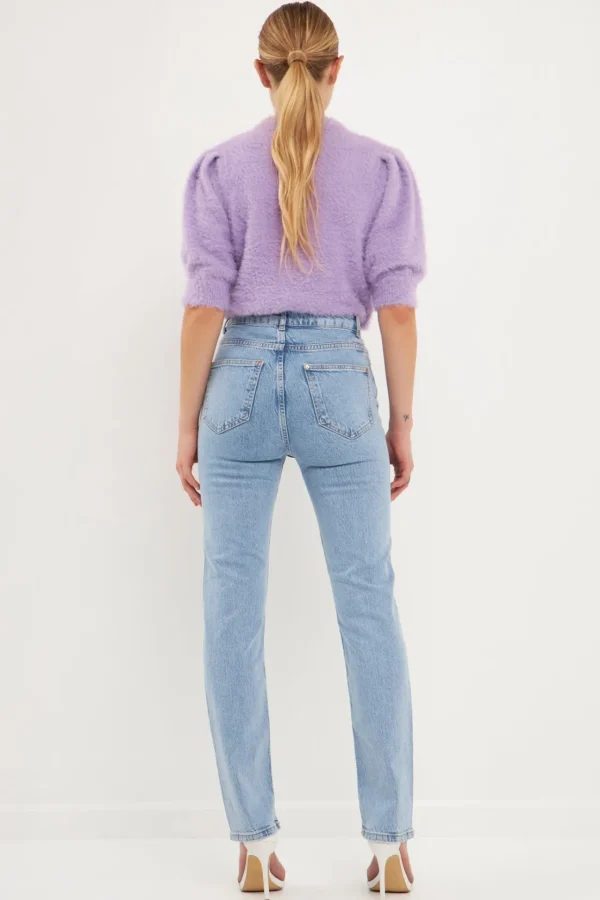 ENDLESS ROSE Sweaters & Knits*- Short Puff Sleeve Sweater LAVENDER