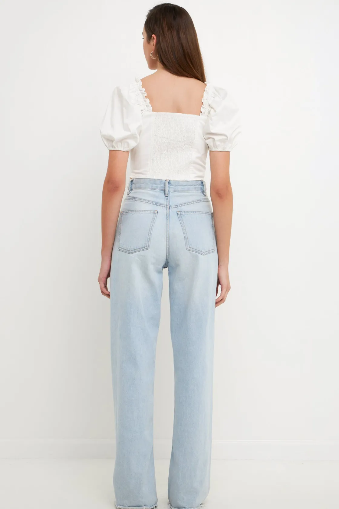 endless_rose__short_puff__2.webp ENDLESS ROSE Tops*- Short Puff Sleeve Cropped Top WHITE