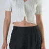 ENDLESS ROSE Sweaters & Knits*- Short Sleeve Ruffled Knit Top