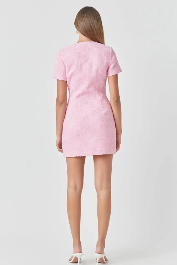 ENDLESS ROSE Tweed Dresses | Tops*- Short Sleeve Tweed Dress PINK