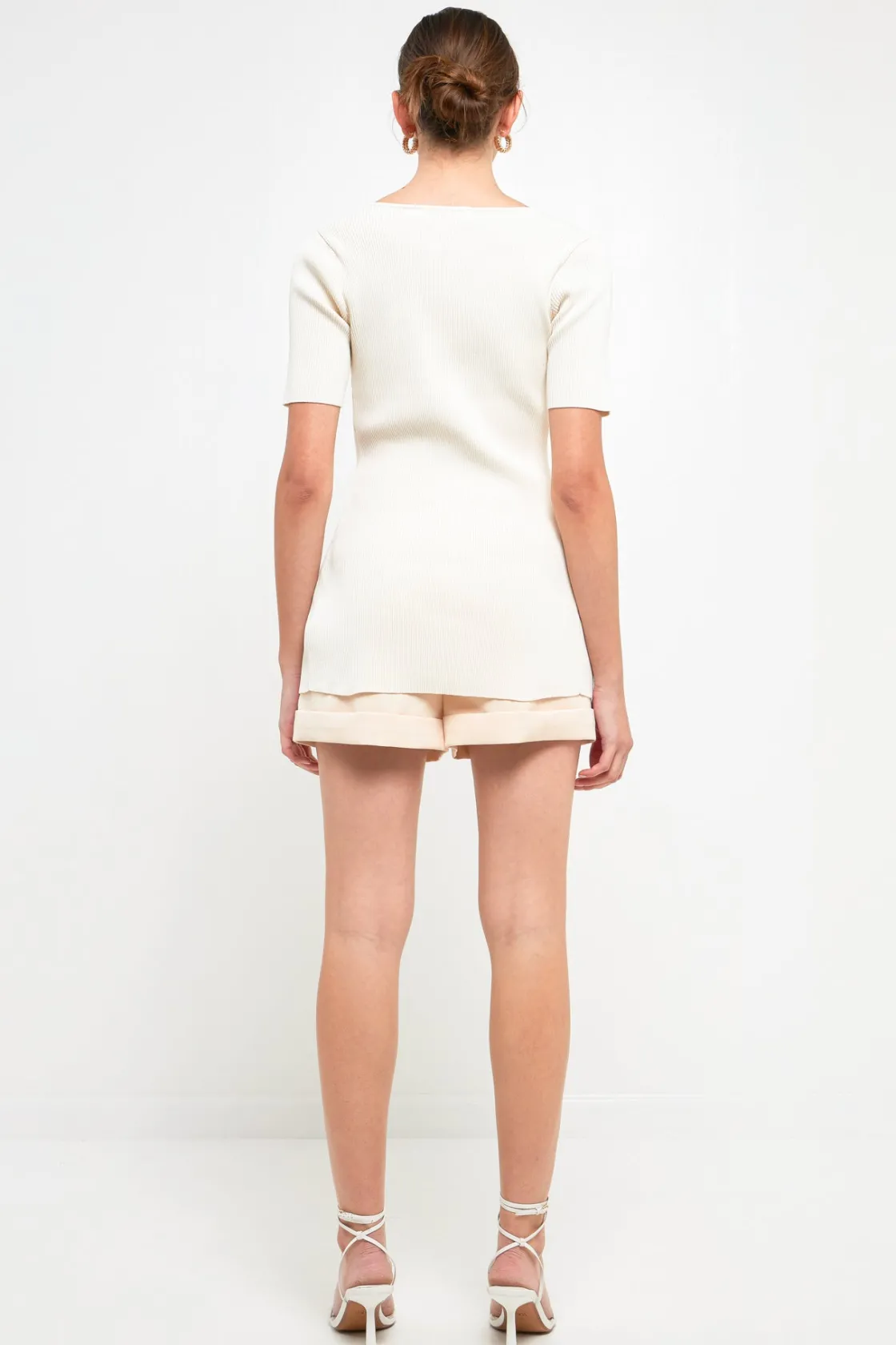 endless_rose__short_sleev_7.webp ENDLESS ROSE Tops*- Short Sleeve Long Knit Button Up