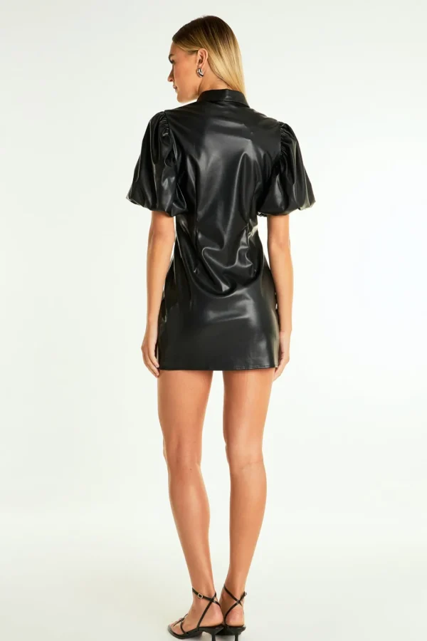 ENDLESS ROSE Leather Dresses | Tops*- Short-Sleeve Faux Leather Mini Dress