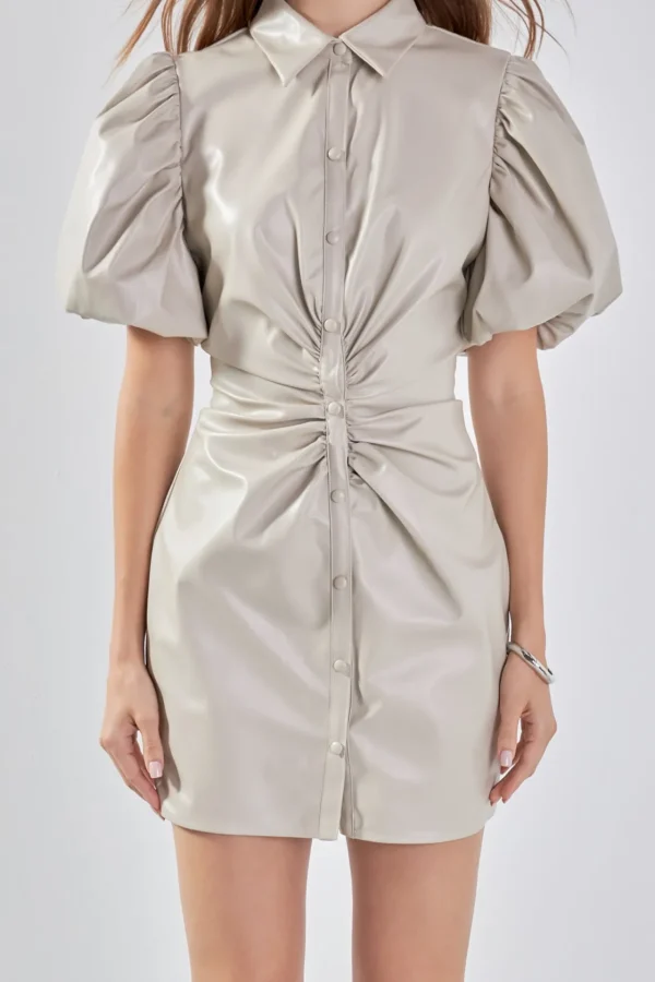 ENDLESS ROSE Leather Dresses | Tops*- Short-Sleeve Faux Leather Mini Dress