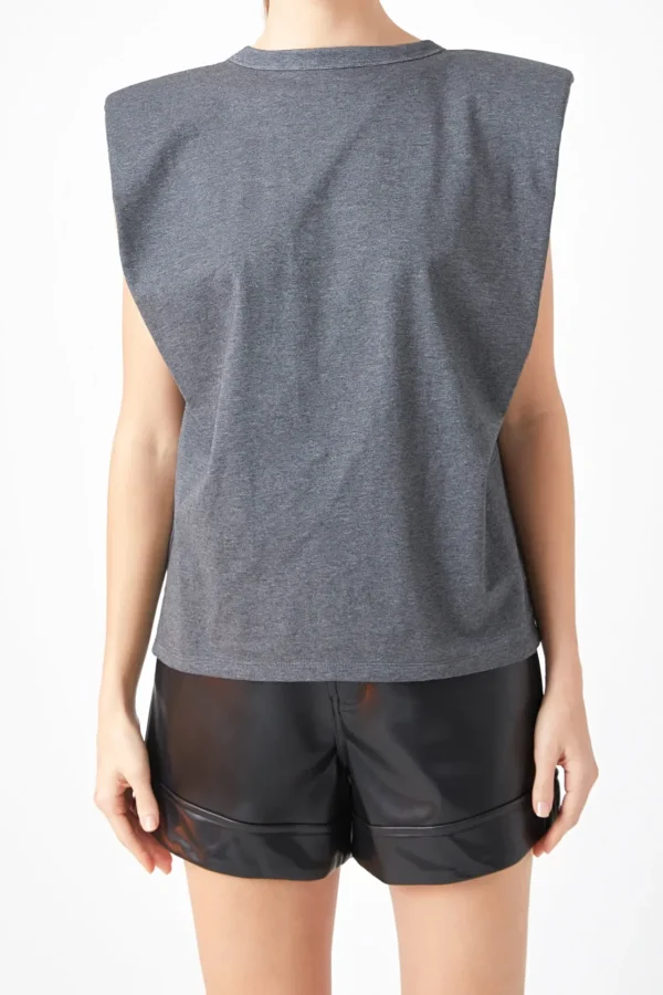 ENDLESS ROSE Tops*- Shoulder Pad Shirt