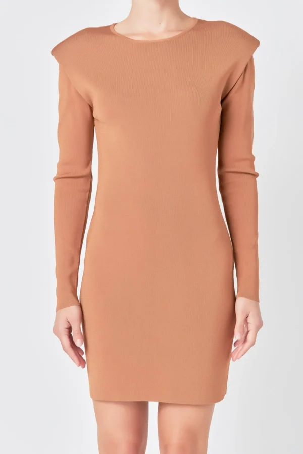 ENDLESS ROSE Sweaters & Knits | Tops*- Shoulder Pad Knit Dress CAMEL