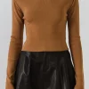 ENDLESS ROSE Sweaters & Knits | Tops*- Shoulder Pad Knit Top CAMEL
