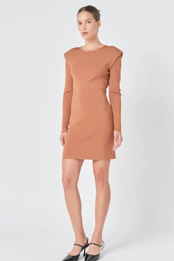 ENDLESS ROSE Sweaters & Knits | Tops*- Shoulder Pad Knit Dress CAMEL