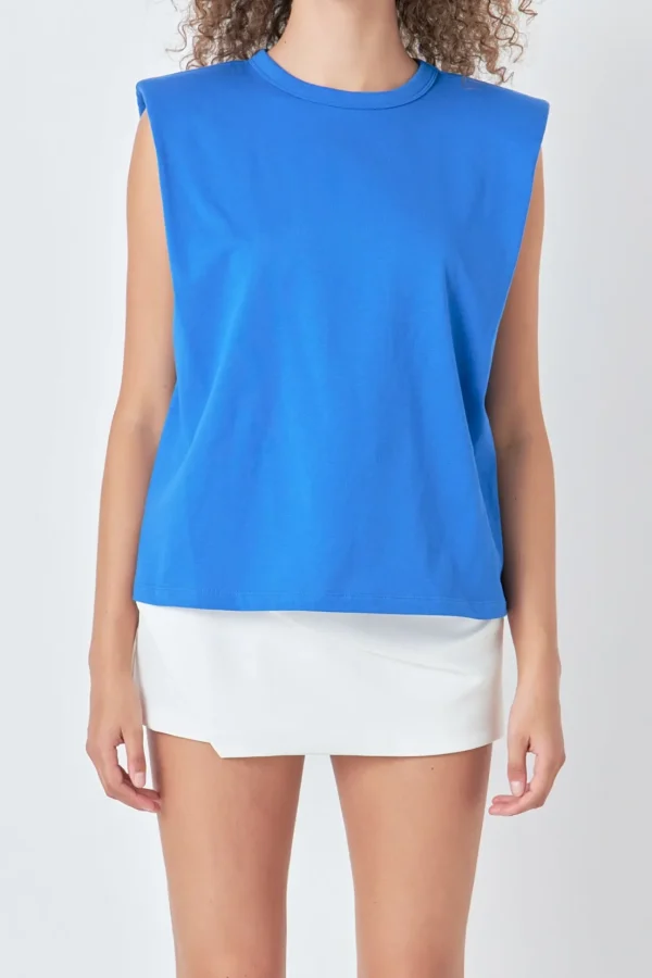 ENDLESS ROSE Tops*- Shoulder Pad Shirt