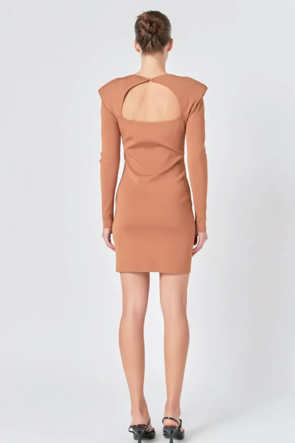 ENDLESS ROSE Sweaters & Knits | Tops*- Shoulder Pad Knit Dress CAMEL
