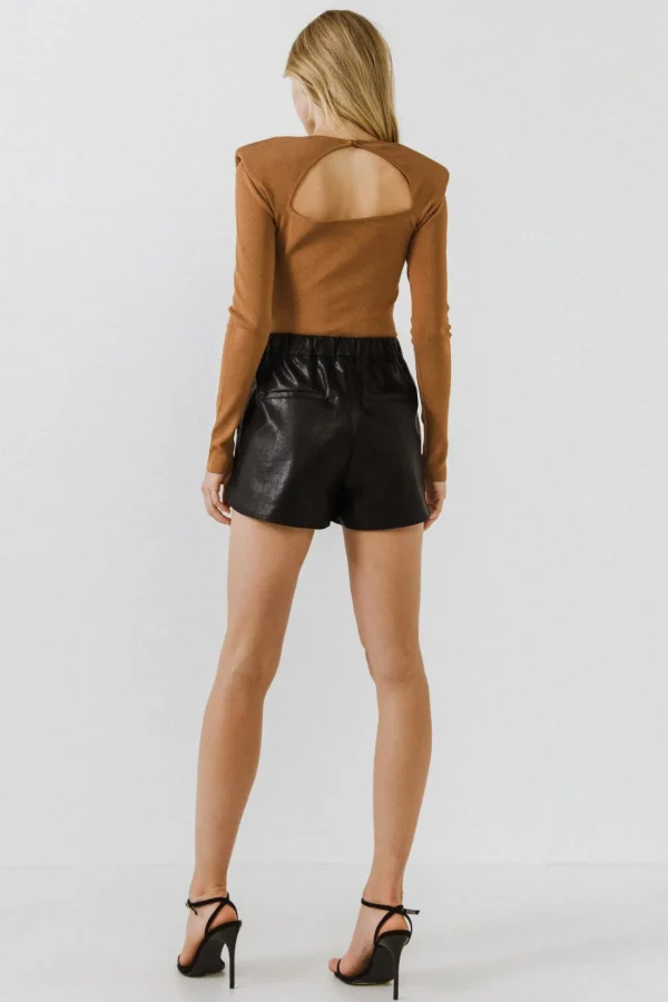 ENDLESS ROSE Sweaters & Knits | Tops*- Shoulder Pad Knit Top CAMEL
