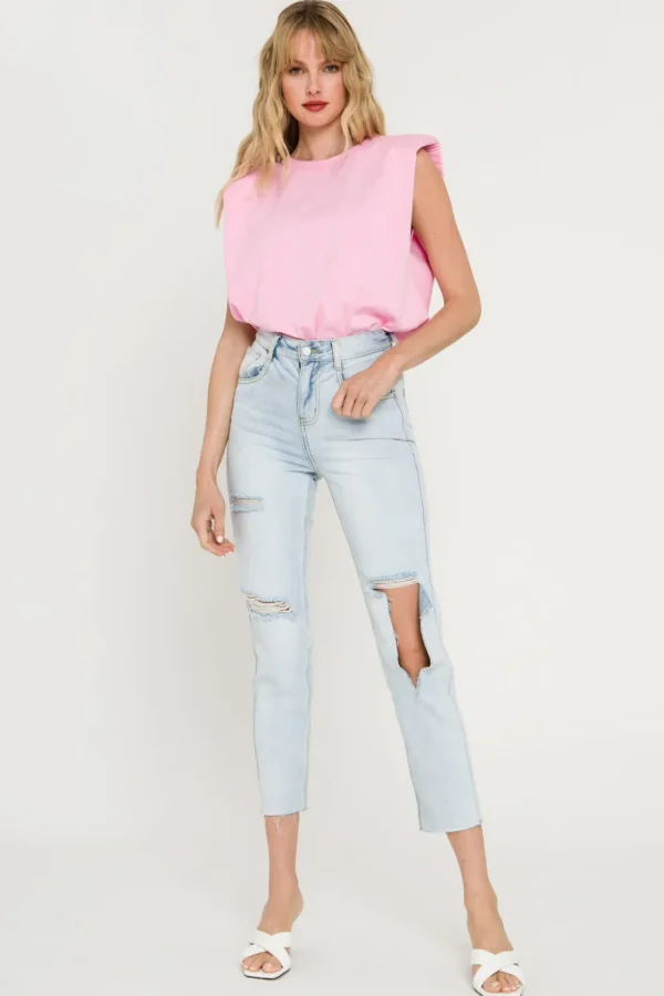 ENDLESS ROSE Tops*- Shoulder Pad Shirt