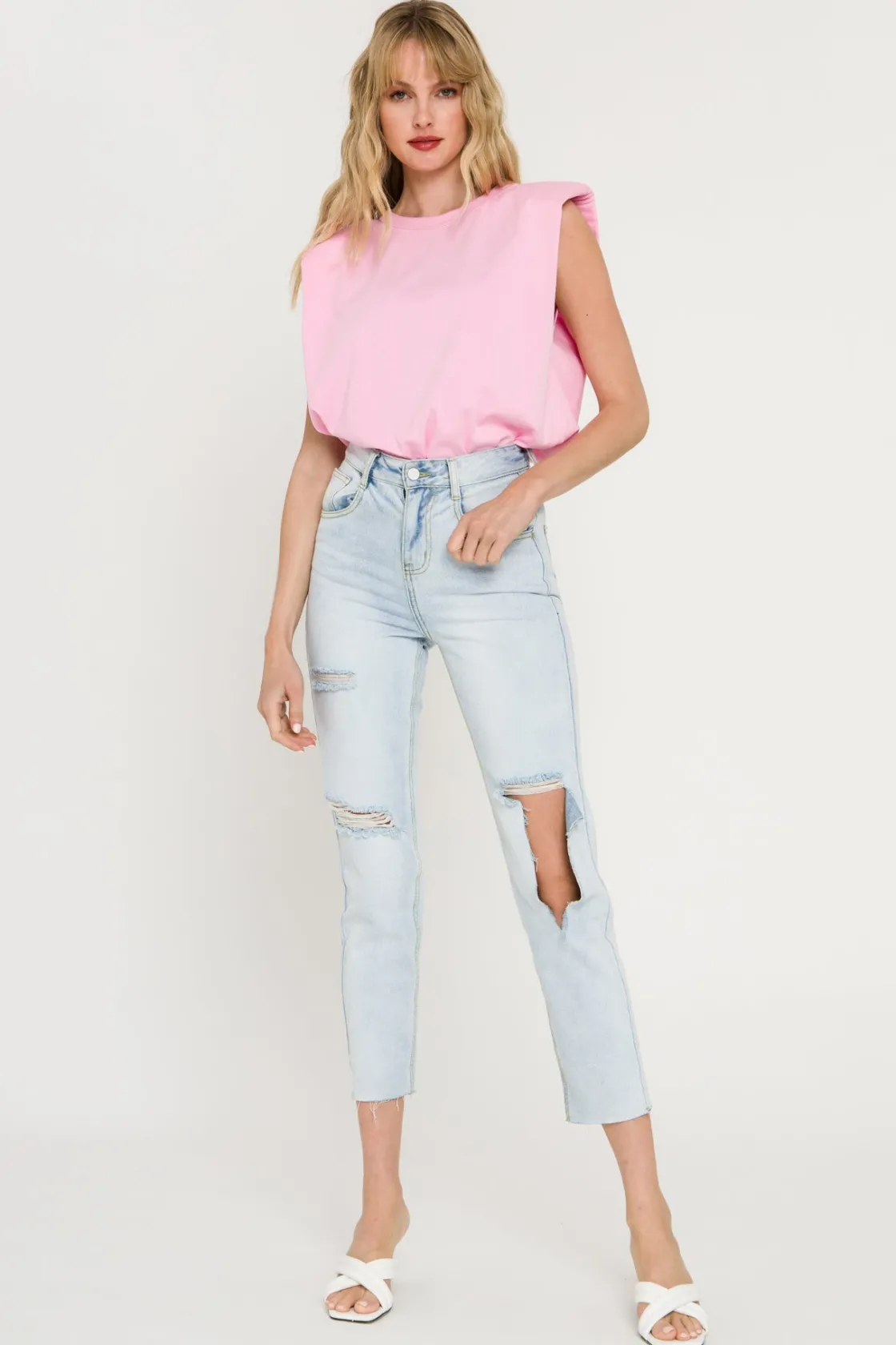 endless_rose__shoulder_pa_29.webp ENDLESS ROSE Tops*- Shoulder Pad Shirt