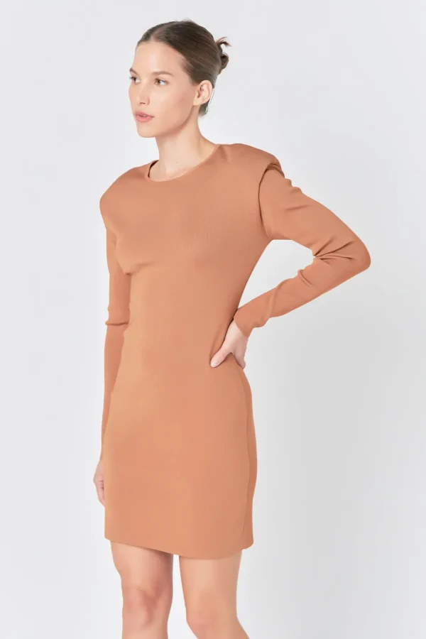 ENDLESS ROSE Sweaters & Knits | Tops*- Shoulder Pad Knit Dress CAMEL