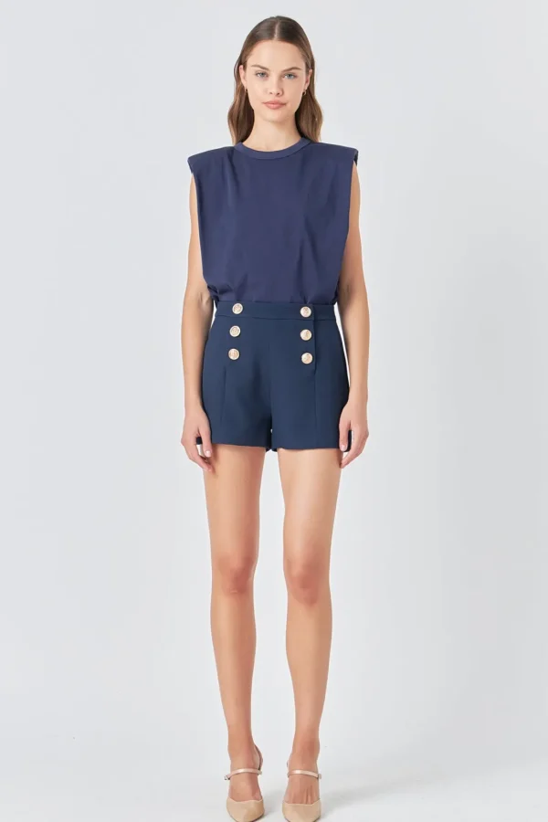 ENDLESS ROSE Tops*- Shoulder Pad Shirt