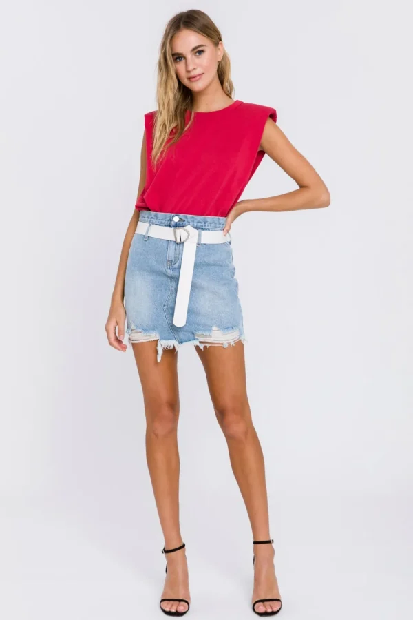 ENDLESS ROSE Tops*- Shoulder Pad Shirt