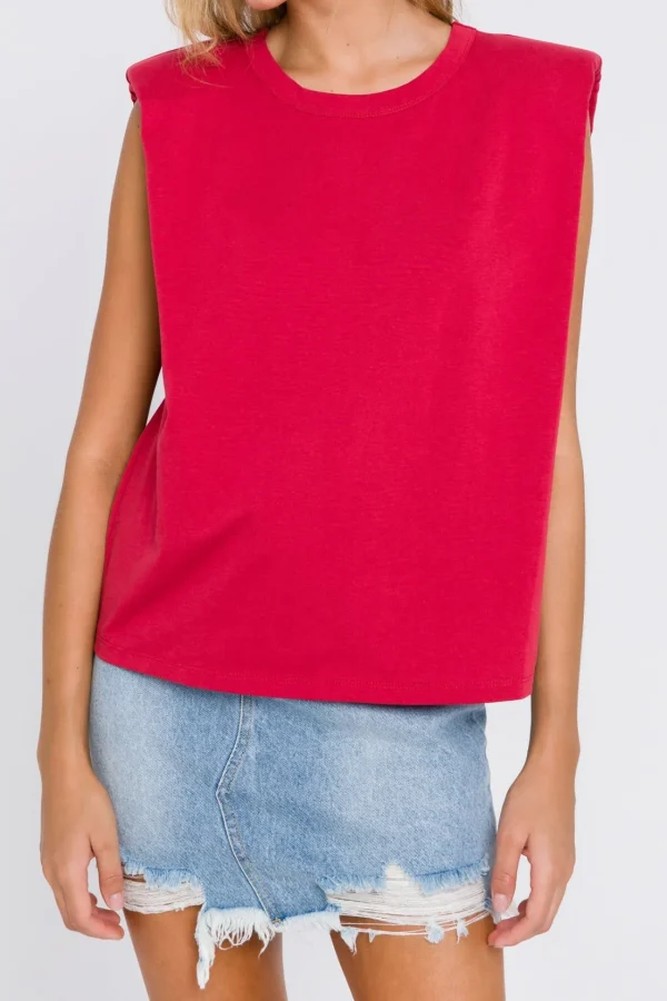 ENDLESS ROSE Tops*- Shoulder Pad Shirt