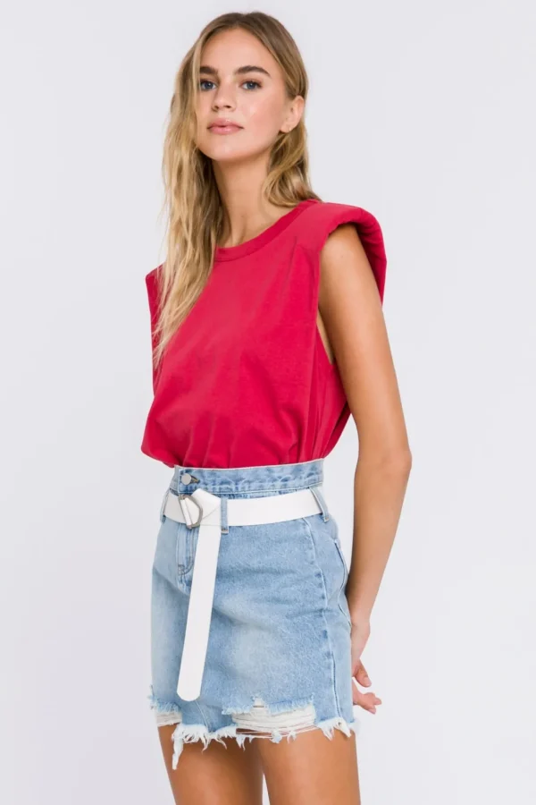 ENDLESS ROSE Tops*- Shoulder Pad Shirt