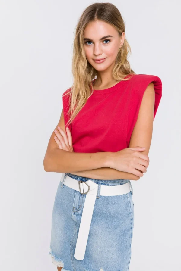 ENDLESS ROSE Tops*- Shoulder Pad Shirt
