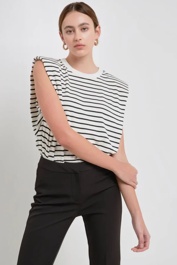 ENDLESS ROSE Tops*- Shoulder Pad Shirt